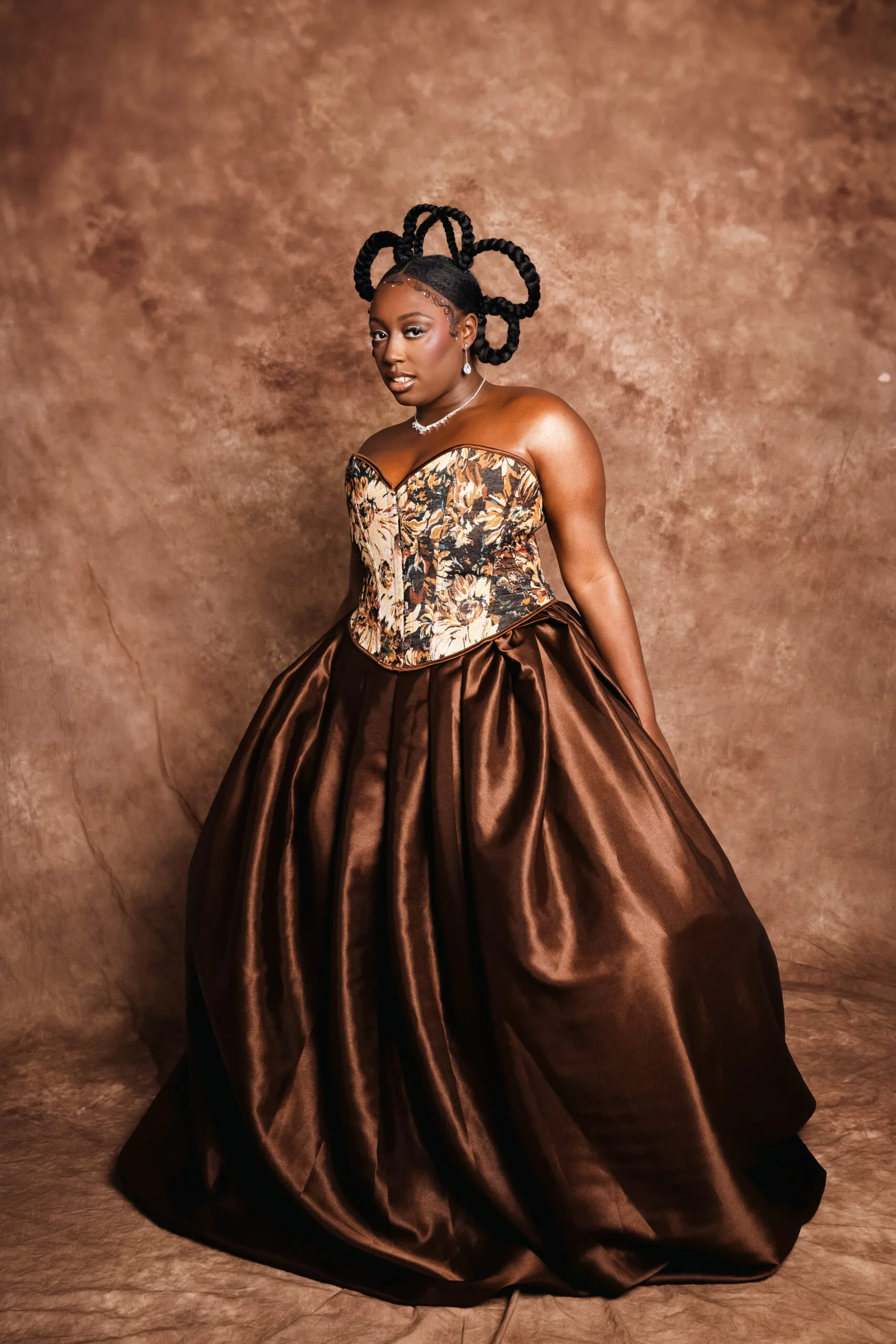 styled outfit and custom made brown skirt